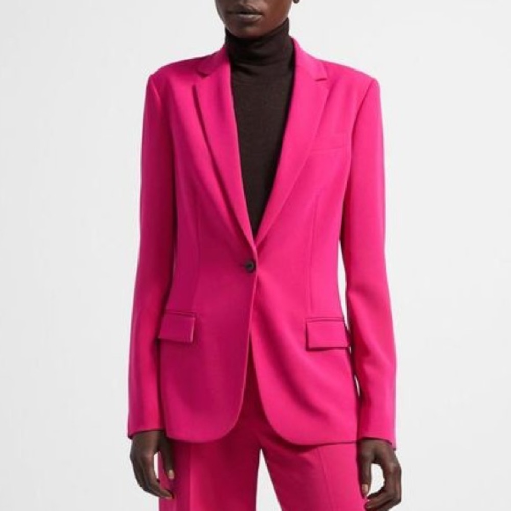 Theory Staple Blazer Jacket Admiral Pink Crepe